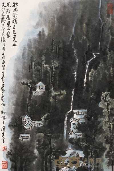 李可染 1988年作 欲雨欲晴 立轴 66×44.5cm